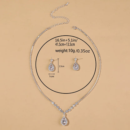 5-Piece Water Drop Jewelry Set – Necklace, Earrings, Ring & Bracelet in Gold or Silver Tone - Willen