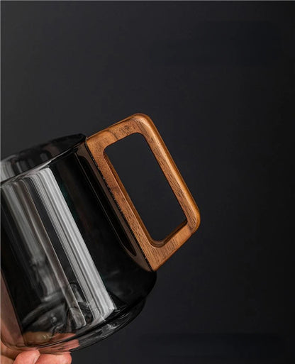 Glass Mug with Wooden Handle – Hand-Blown Borosilicate, 350ml - Willen
