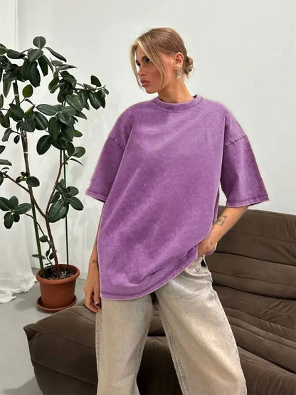 UrbanWax Vintage Tee – Oversized 100% Cotton T-Shirt with Wax Print Texture - Willen