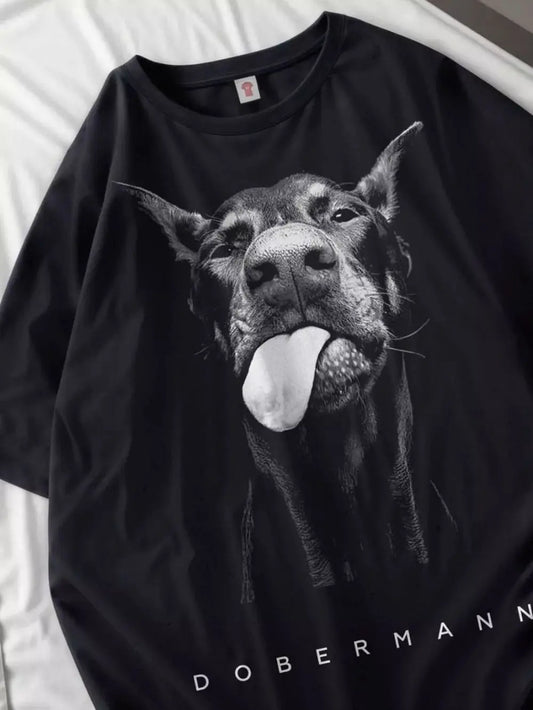 Urban Doberman Print Tee – Oversized Cotton T-Shirt - Willen