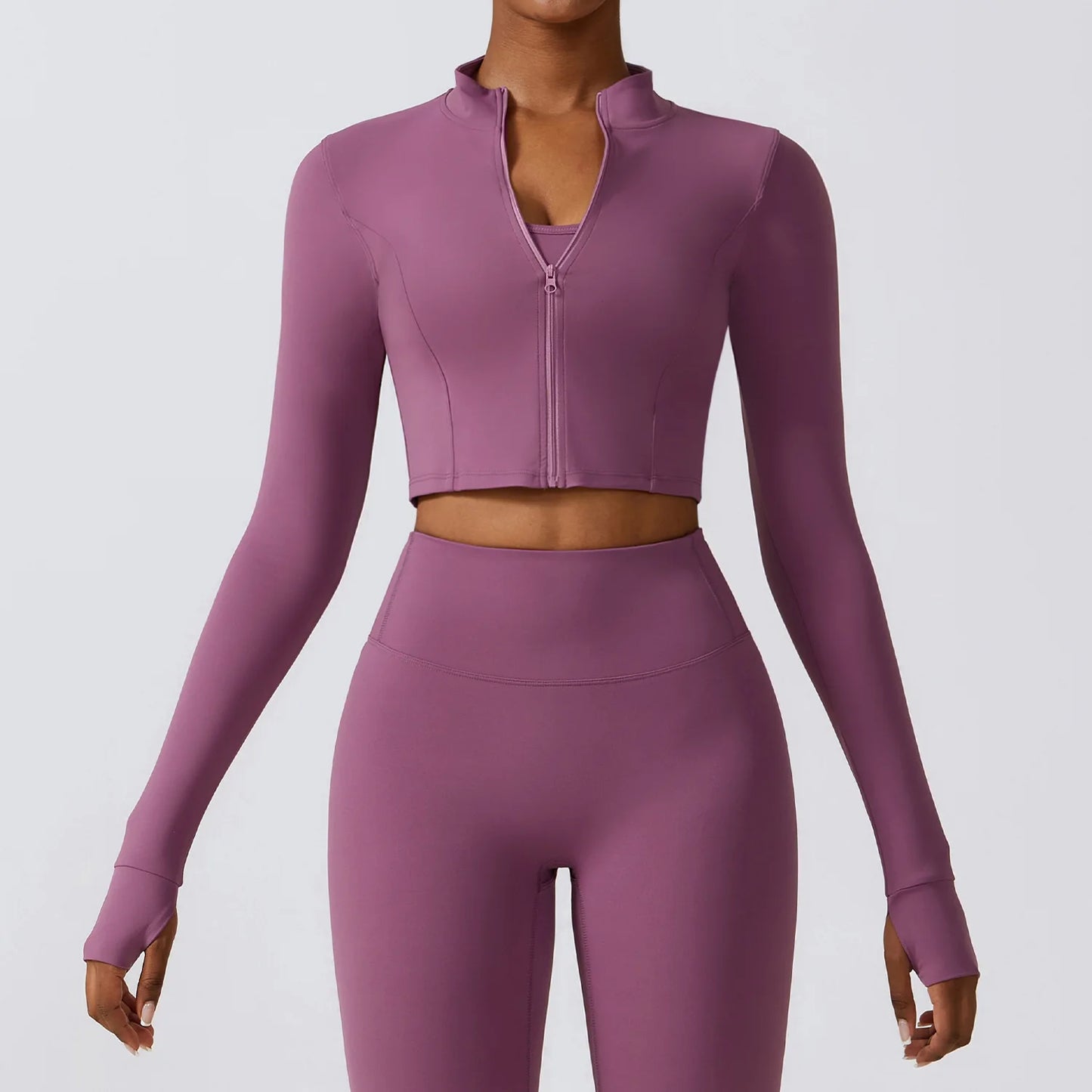 4-Piece Women's Yoga Set – Long Sleeve Sports Outfit with Leggings, Shorts, Bra & Top - Willen