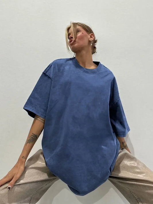 UrbanWax Vintage Tee – Oversized 100% Cotton T-Shirt with Wax Print Texture - Willen