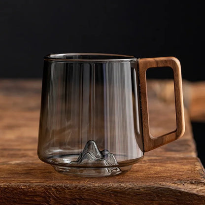 Glass Mug with Wooden Handle – Hand-Blown Borosilicate, 350ml - Willen