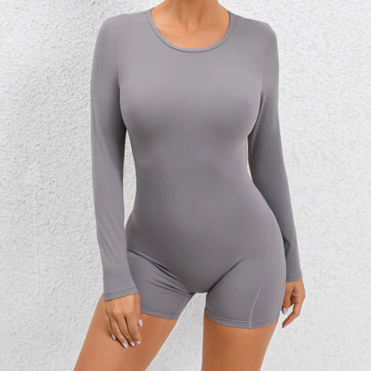 Women’s Long Sleeve Workout Bodysuit – Seamless Nylon-Spandex, Compression Fit - Willen