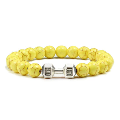 Beaded Stretch Bracelet – 8mm Lava & Howlite Beads with Metal Accent - Willen