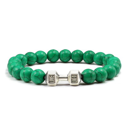 Beaded Stretch Bracelet – 8mm Lava & Howlite Beads with Metal Accent - Willen