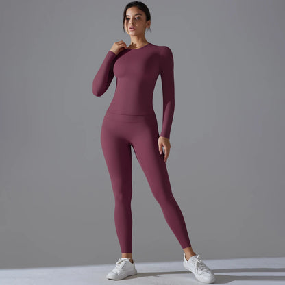 2-Piece Yoga & Fitness Set – Long-Sleeve Top & High-Waist Leggings - Willen