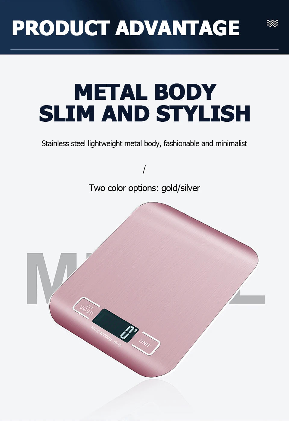 Digital Kitchen Scale – Stainless Steel, LCD Display, 5–10kg - Willen