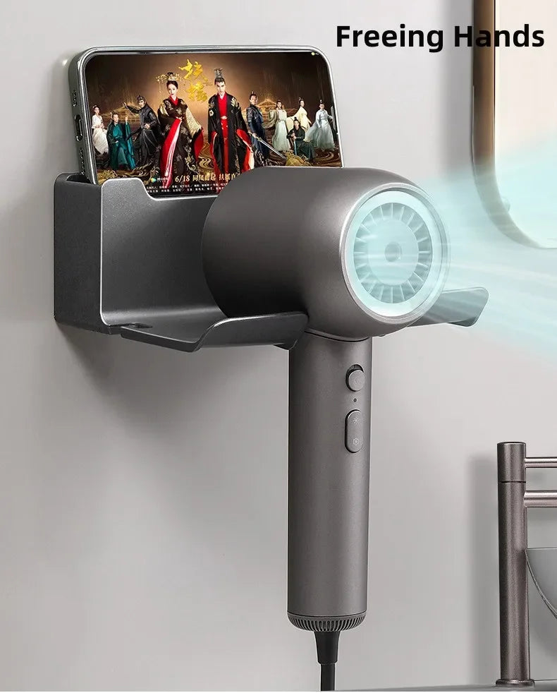 Wall-Mounted Hair Dryer Holder – Punch-Free Install, ABS Plastic - Willen