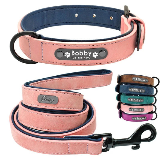 Willen BarkID™ — Engraved Leather Collar & Lead - Personalized Leather Dog Collar & Leash Set | Willen